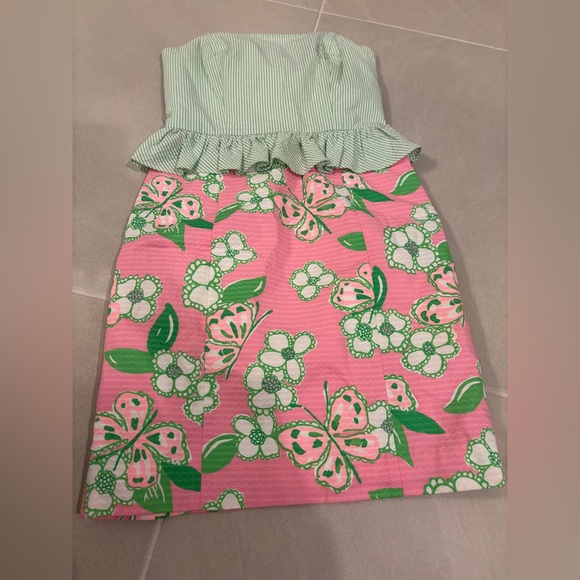 Lilly Pulitzer Cream Dress with Pink Accents size 0 - Picture 6 of 8